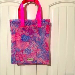 Lilly Pulitzer Floral Pink and Blue Mesh Tote Bag